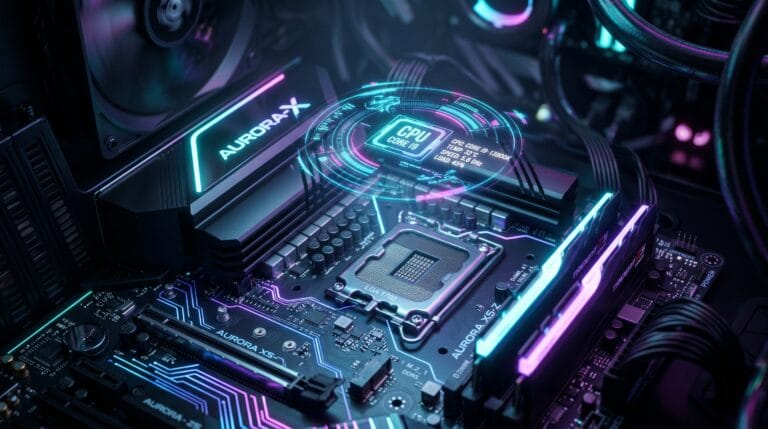 Increíble vista macro de un PC gamer potente iluminado diseñado para procesar la resolución 4k.