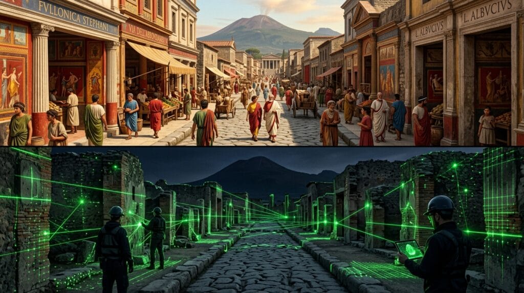 Equipo moderno de escaneo láser 3D utilizado para la conservación de ruinas y monumentos antiguos.
