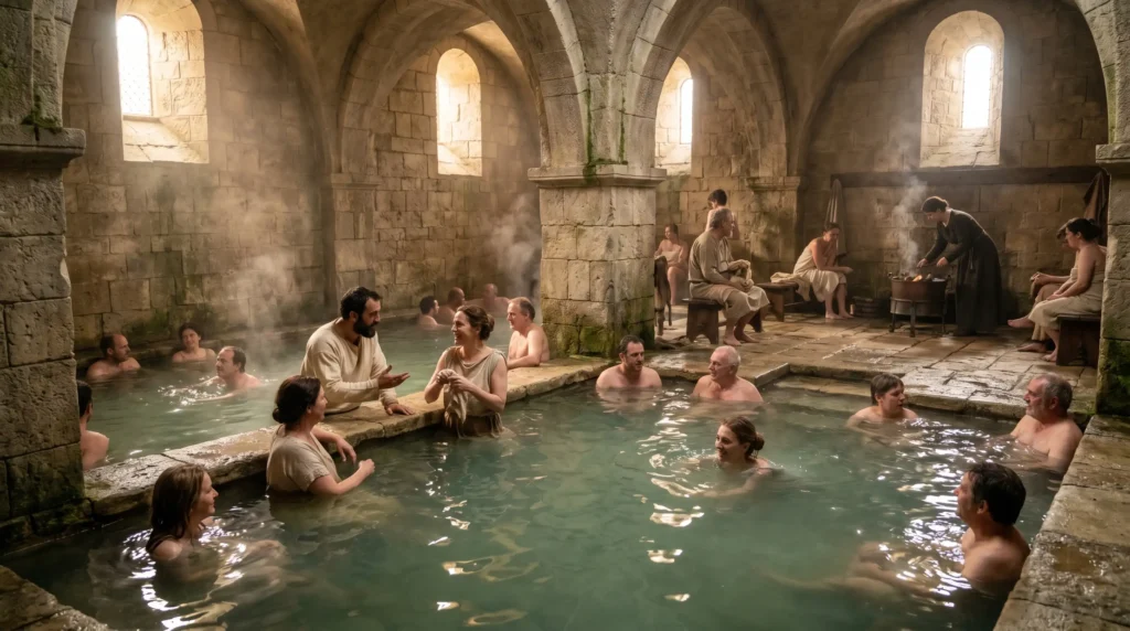 Termas y baños públicos que revelan la edad media como una era limpia.