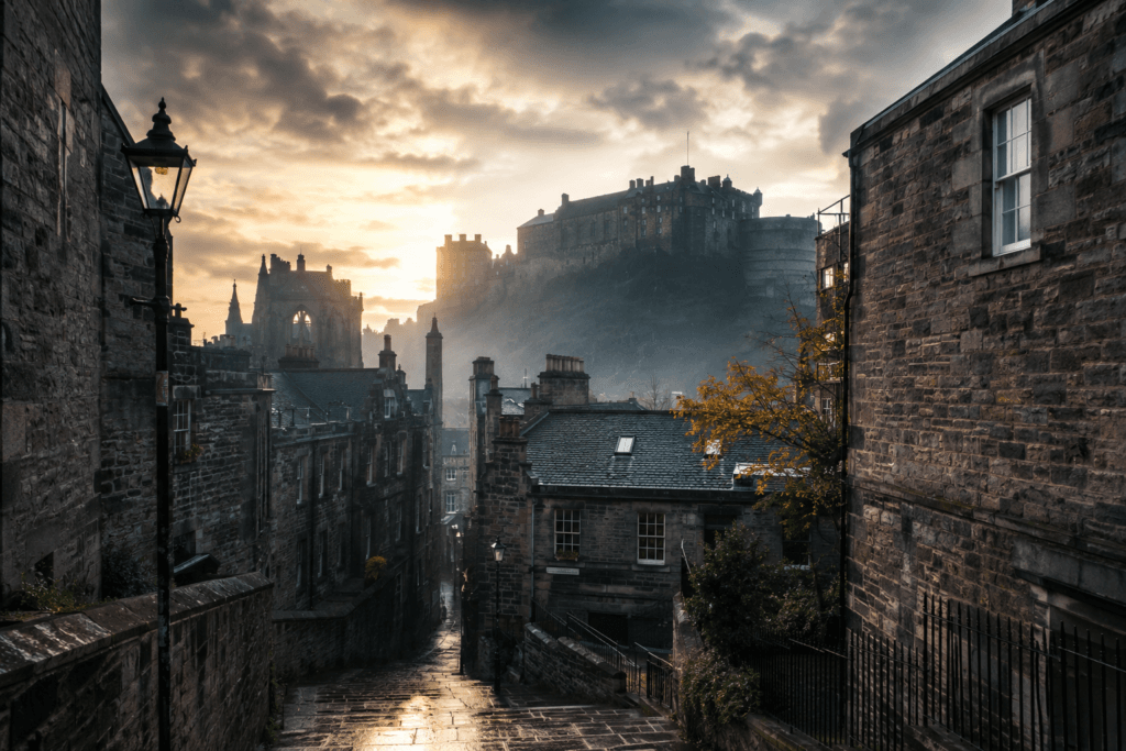 Pintorescas casas de piedra en los pueblos antiguos de escocia
