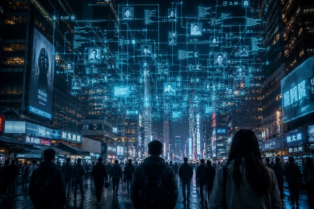  Representación visual de un algoritmo que influye en los cambios y decisiones sociales.
